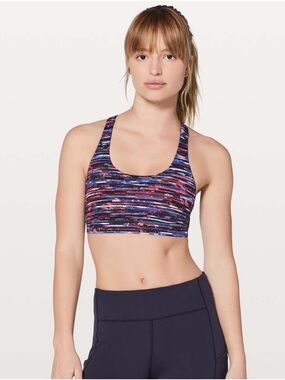 Lululemon Strappy Back Sports Bra Size 10 Multicolor Stripe athletic